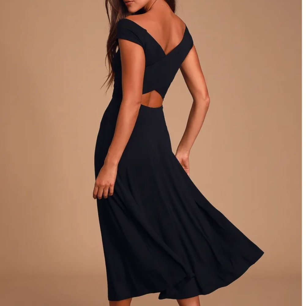 Lush Black Backless Dress